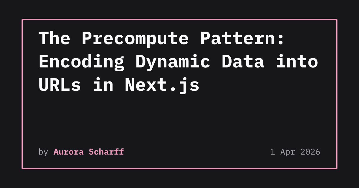 Precompute The Precompute Pattern: Encoding Dynamic Data into URLs in Next.js ...